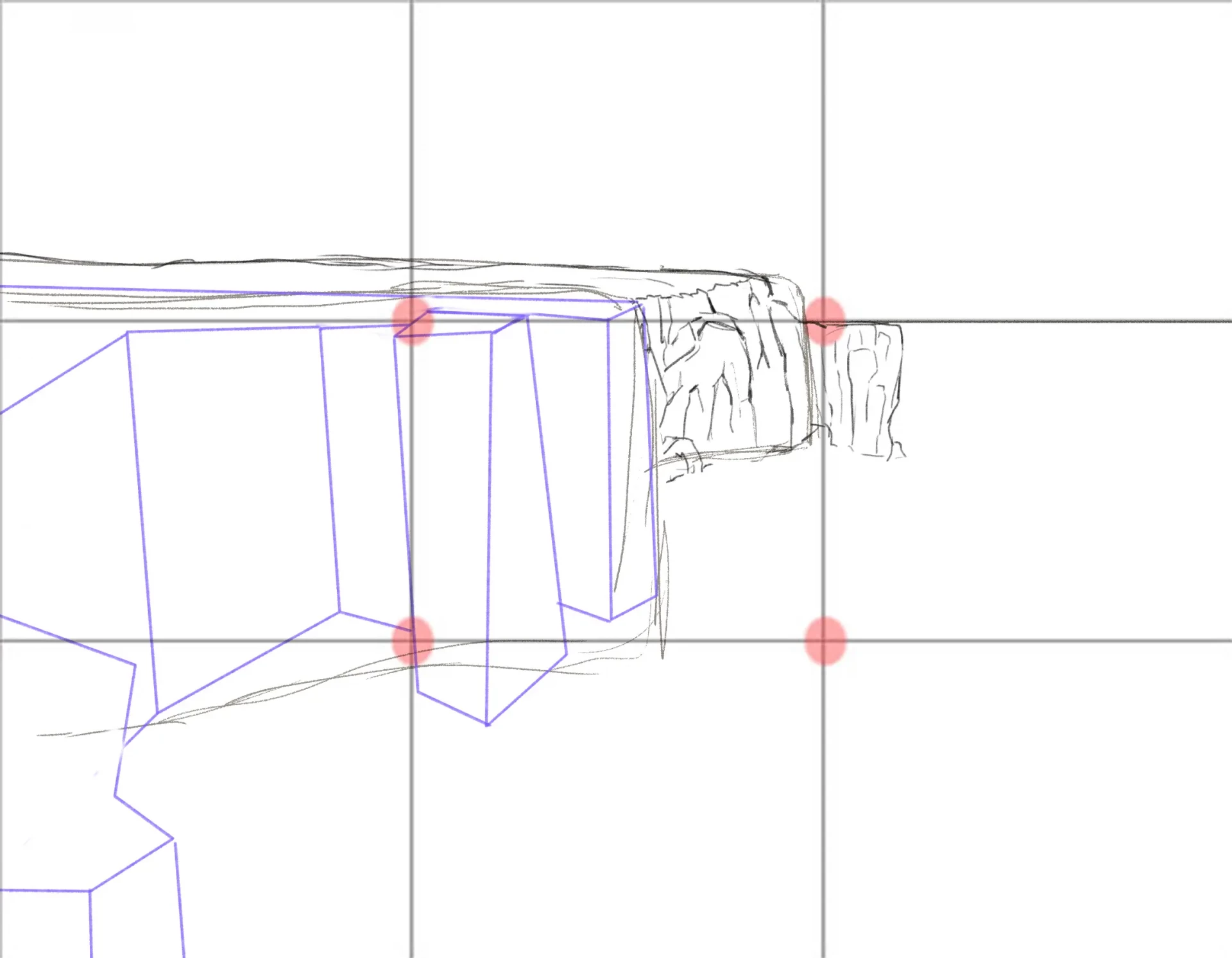 die Struktur einer Klippe zeichnen