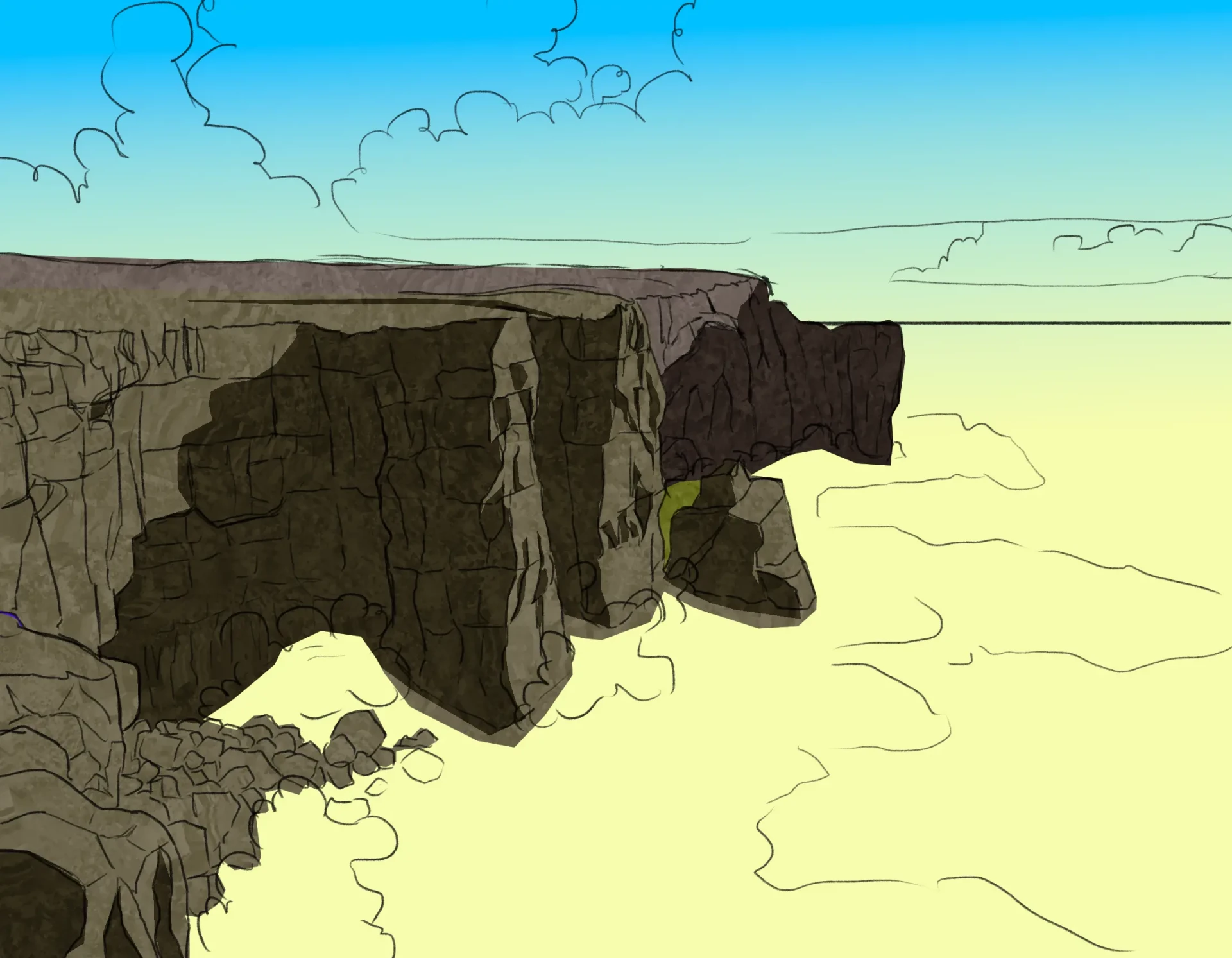 die Textur einer Klippe zeichnen