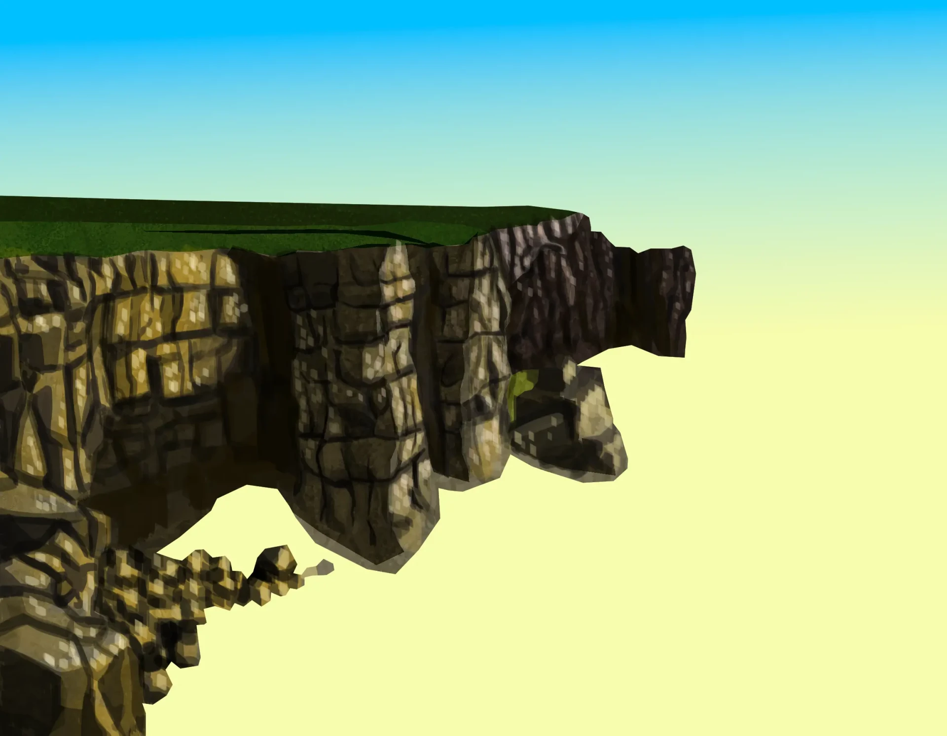 die Volumen einer Klippe zeichnen