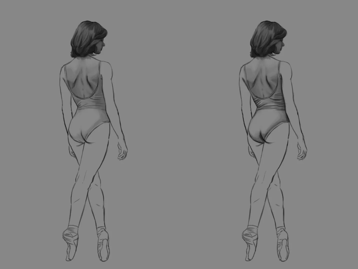 dessiner les cuisses d’une femme de dos