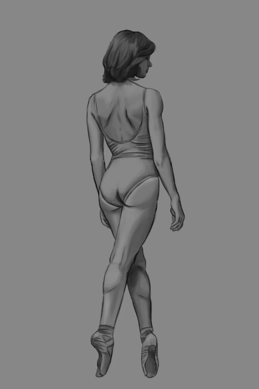 dessiner les détails d’une femme de dos
