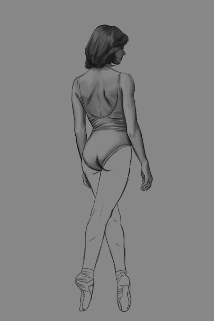 dessiner les ombres des mains d’une femme de dos