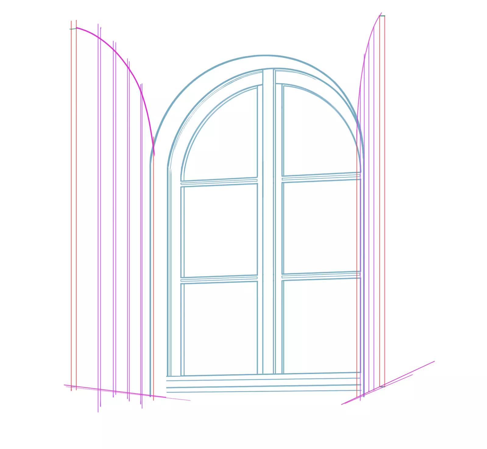 dessin des volets en bois d’une fenêtre