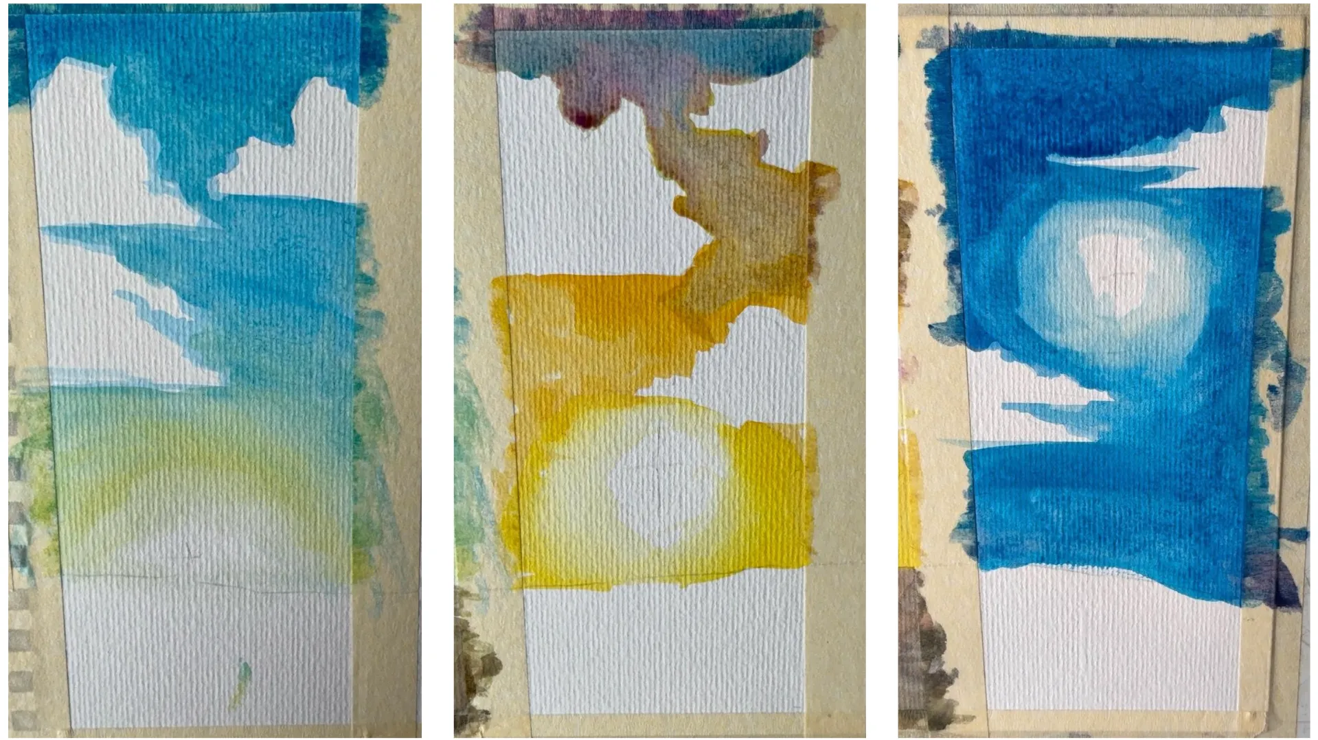réserver les blancs pour peindre un fond à l’aquarelle