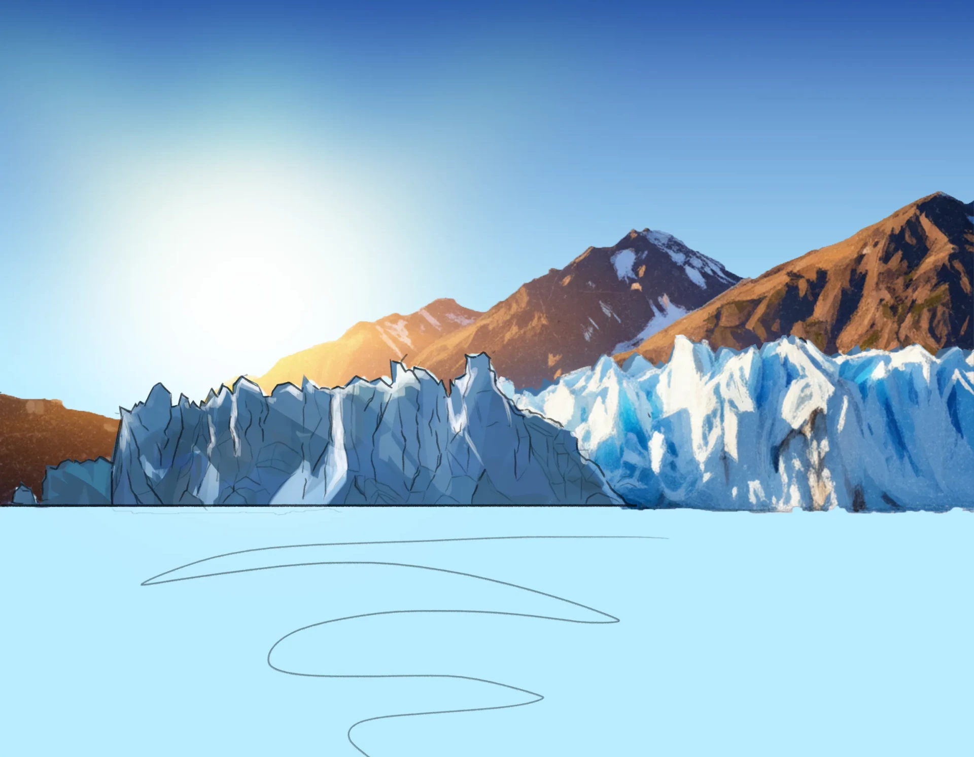dessiner l’arrière plan d’un glacier