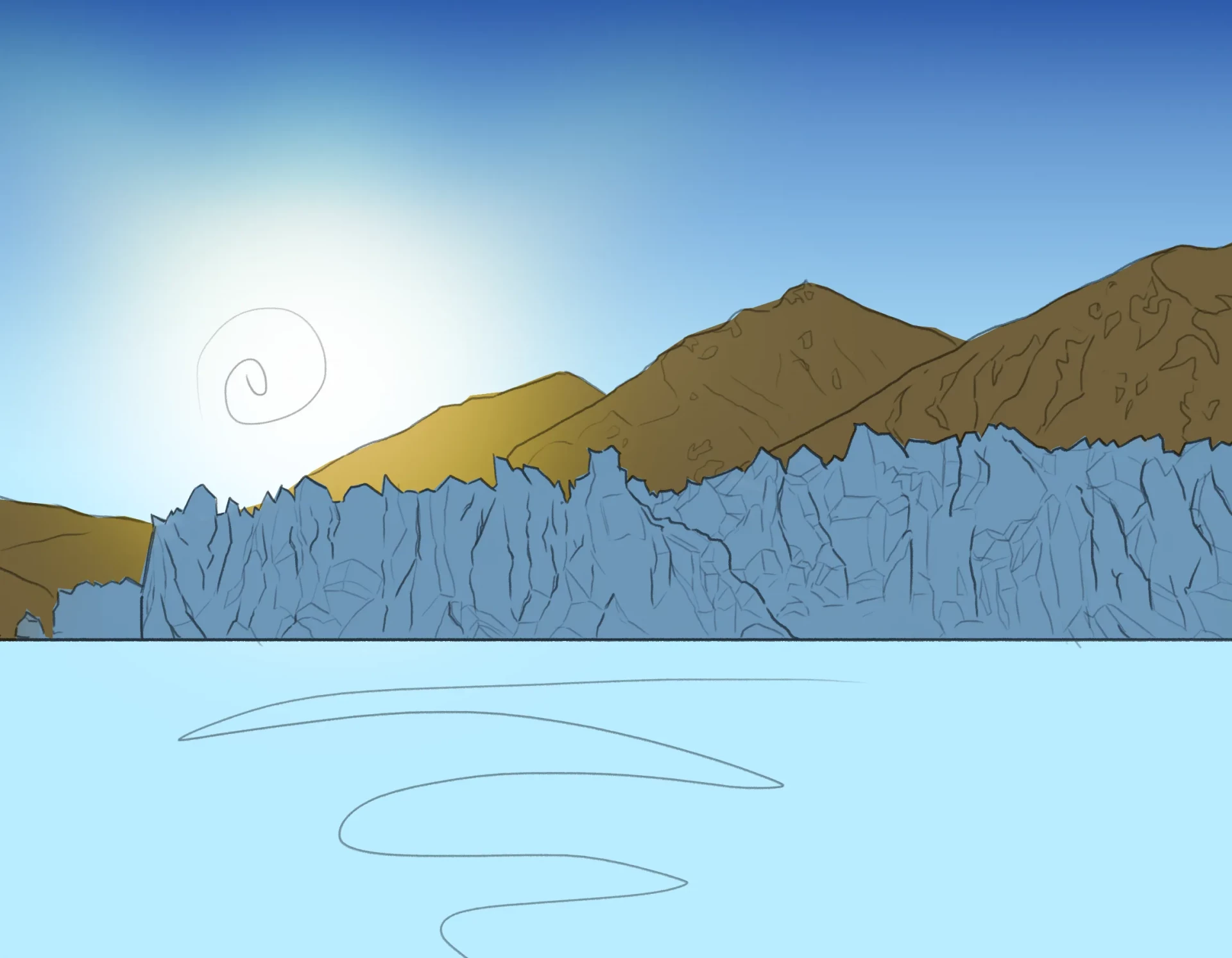 dessiner les couleurs d’un glacier