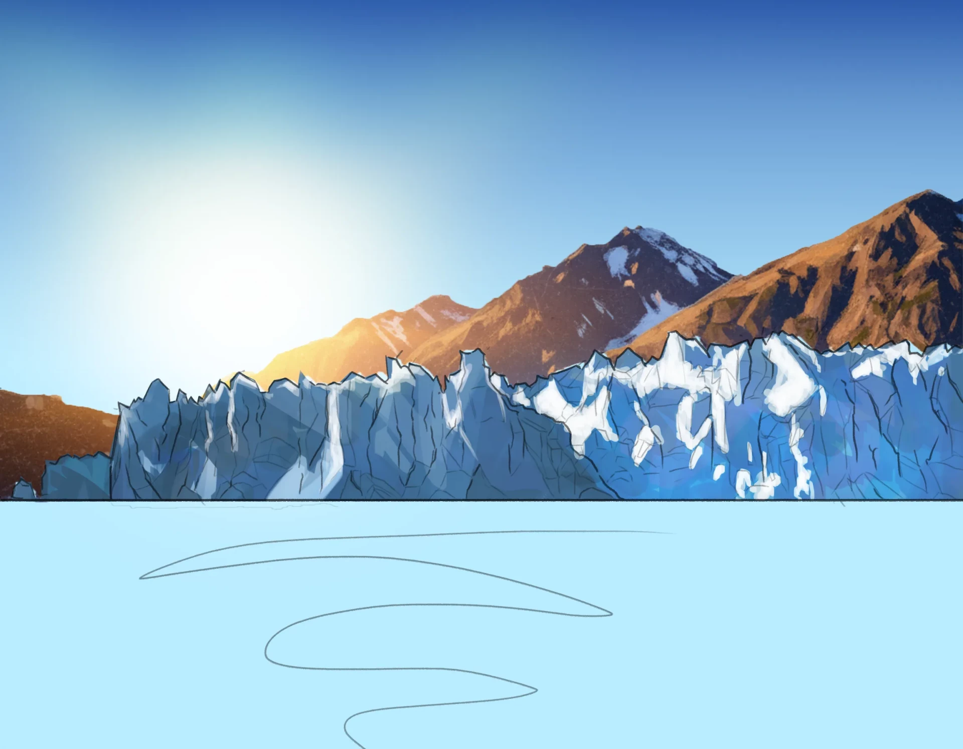 dessiner les formes d’un glacier