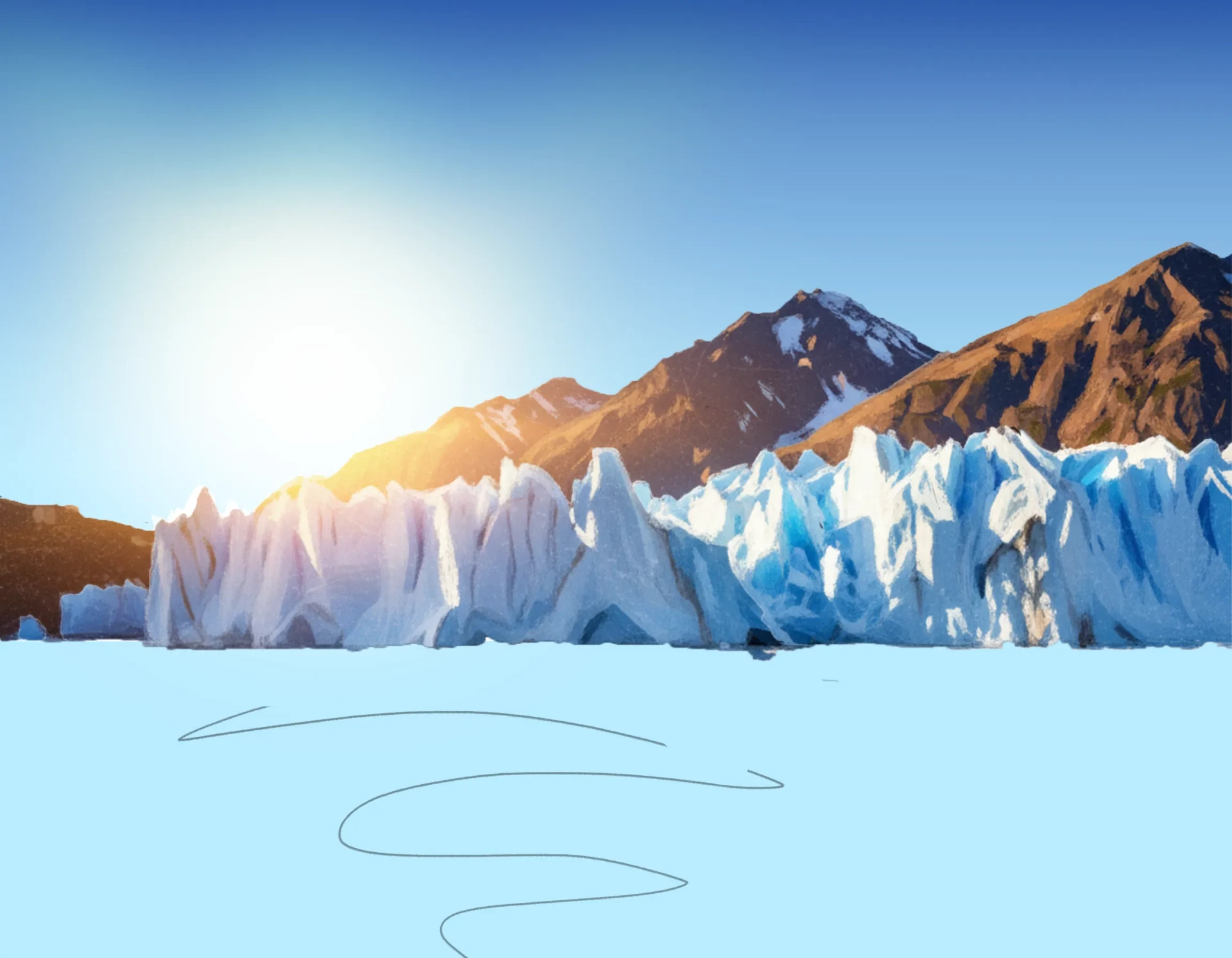 dessiner le premier plan d’un glacier