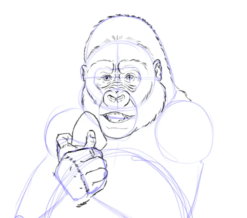 dessiner les mains d'un gorille