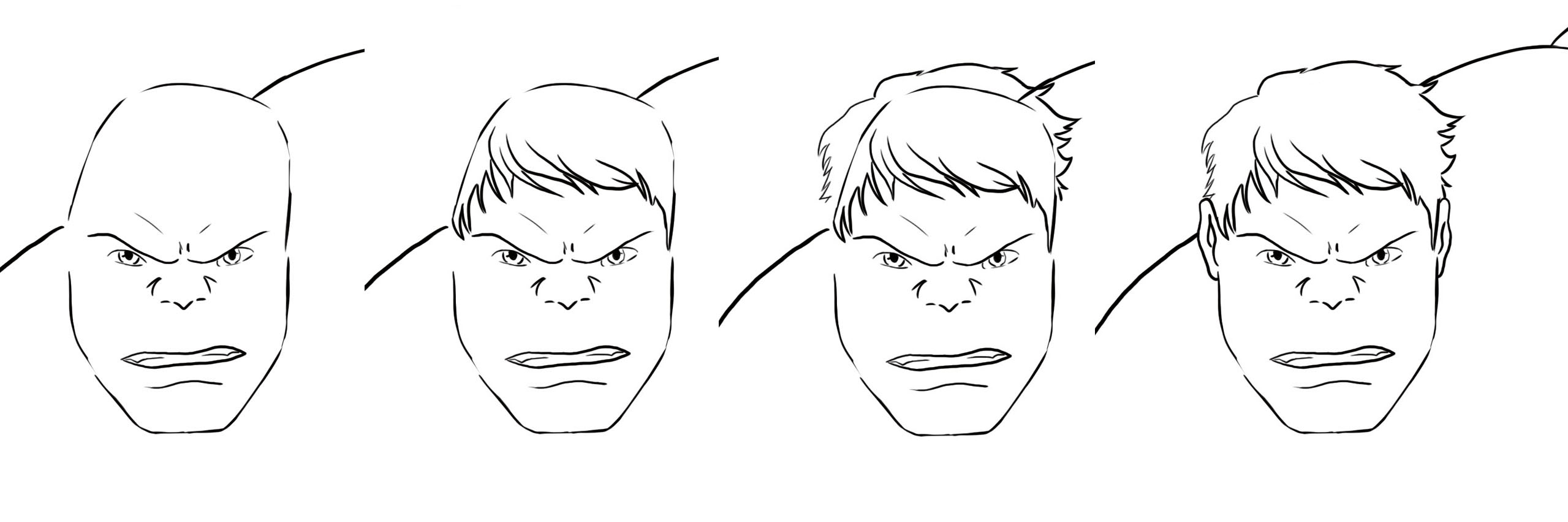 dessiner le visage de Hulk