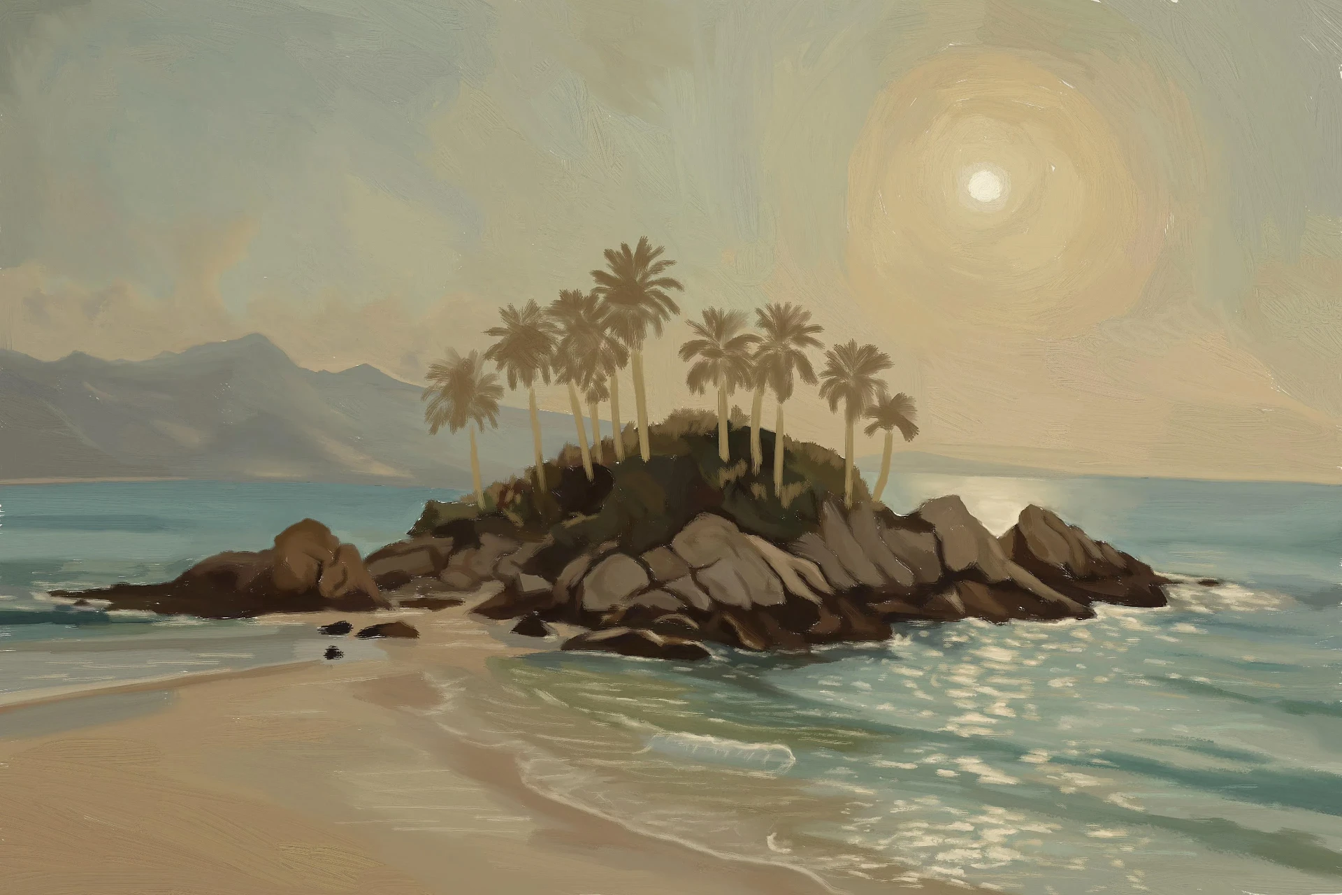 dessiner les feuilles des palmiers d’une île