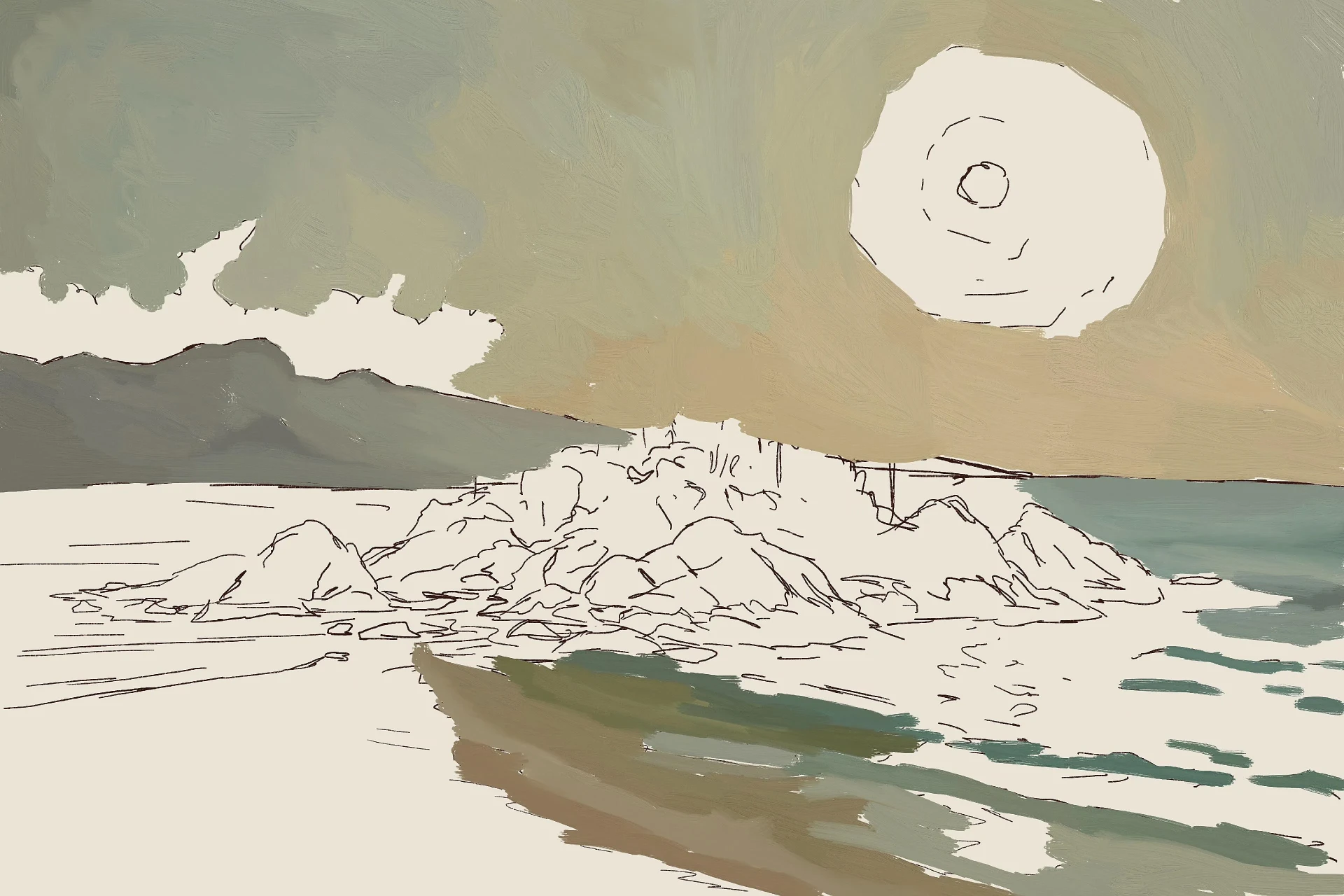 dessiner la mer d’une île