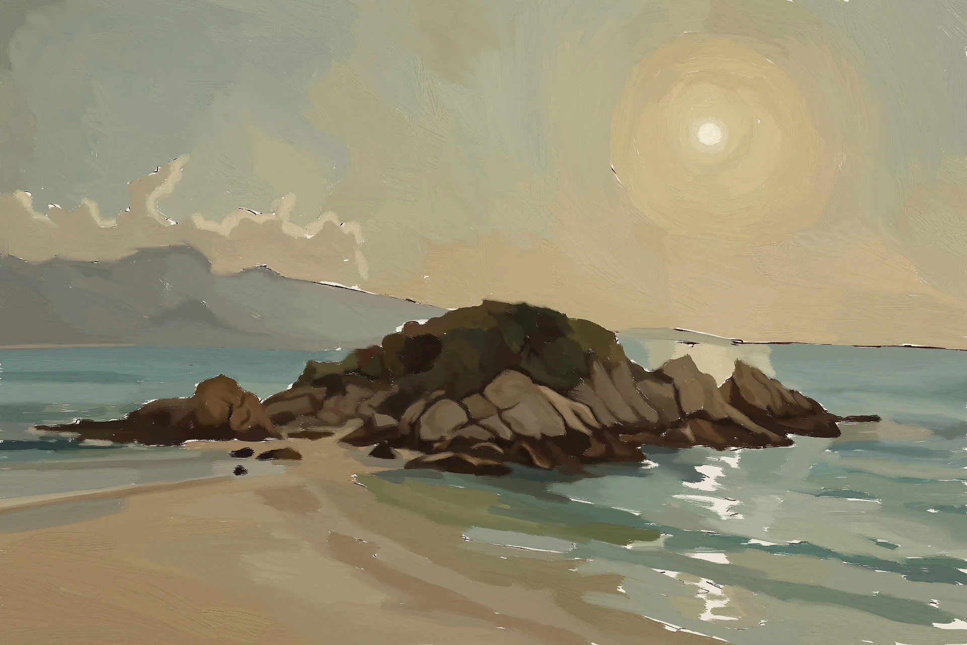 dessiner les reflets de l’eau d’une île