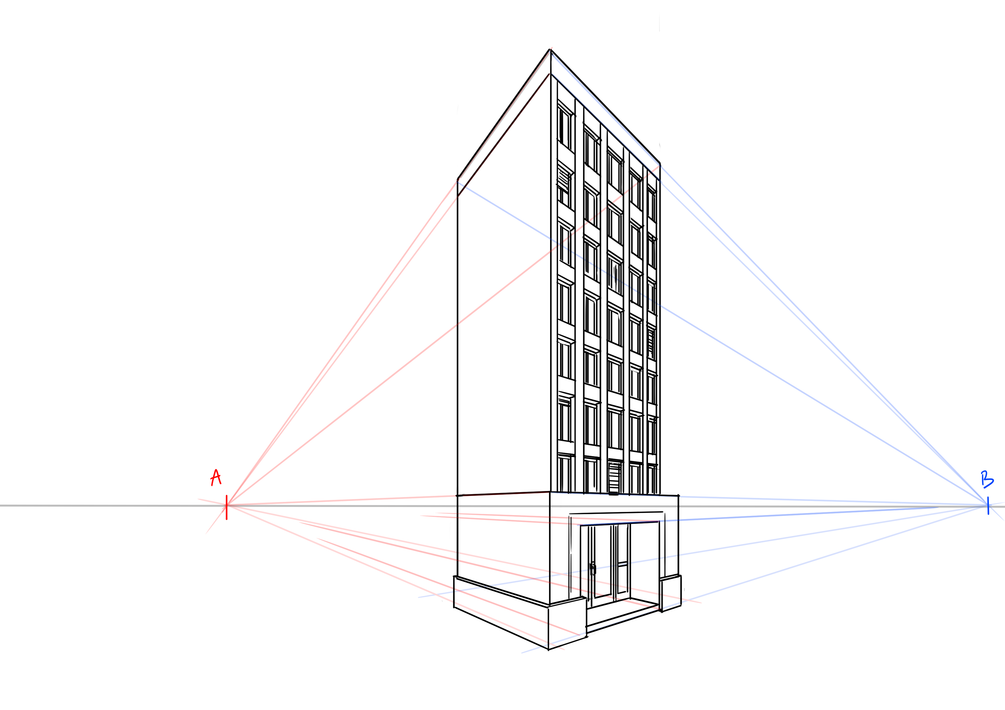dessiner les détails des fenêtres de l’immeuble