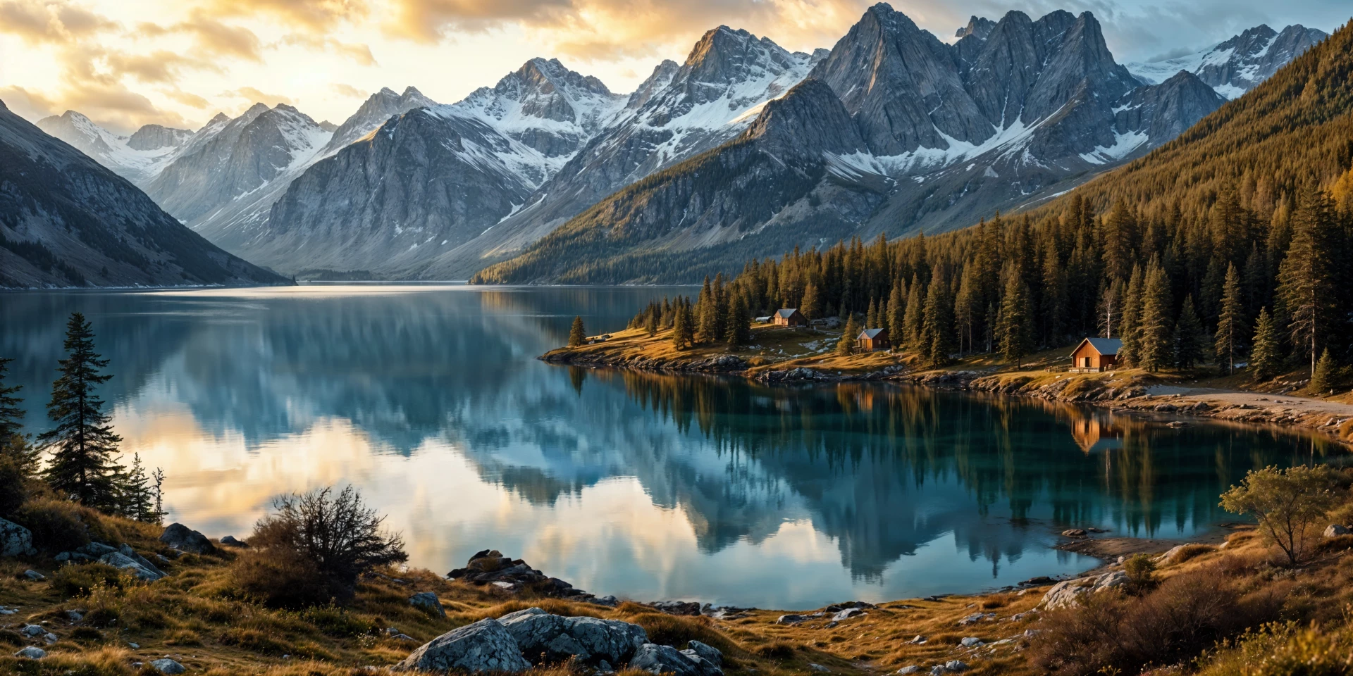 image of a lake surrounded by mountains
