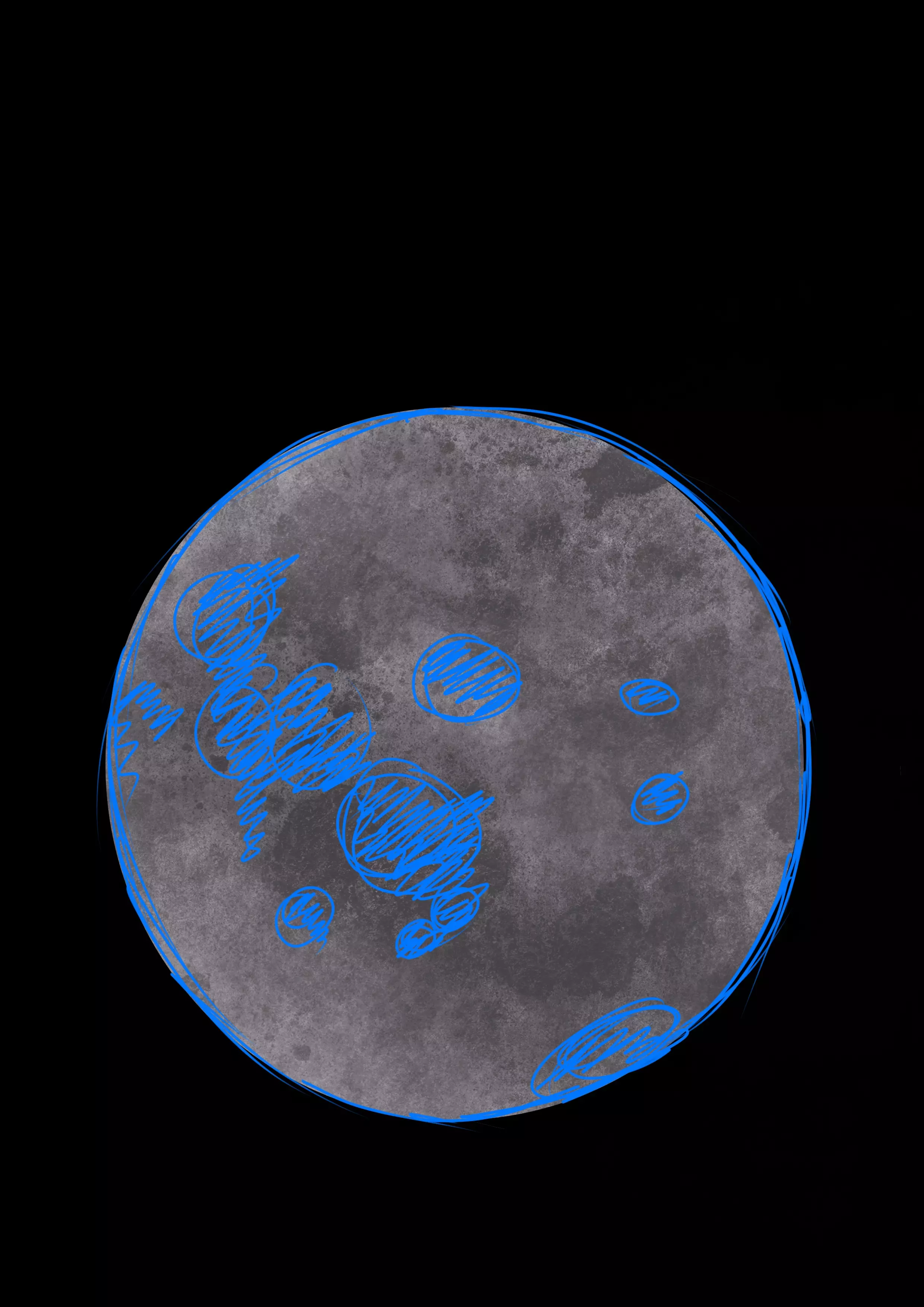 ajout de zones sombres sur la surface de la lune