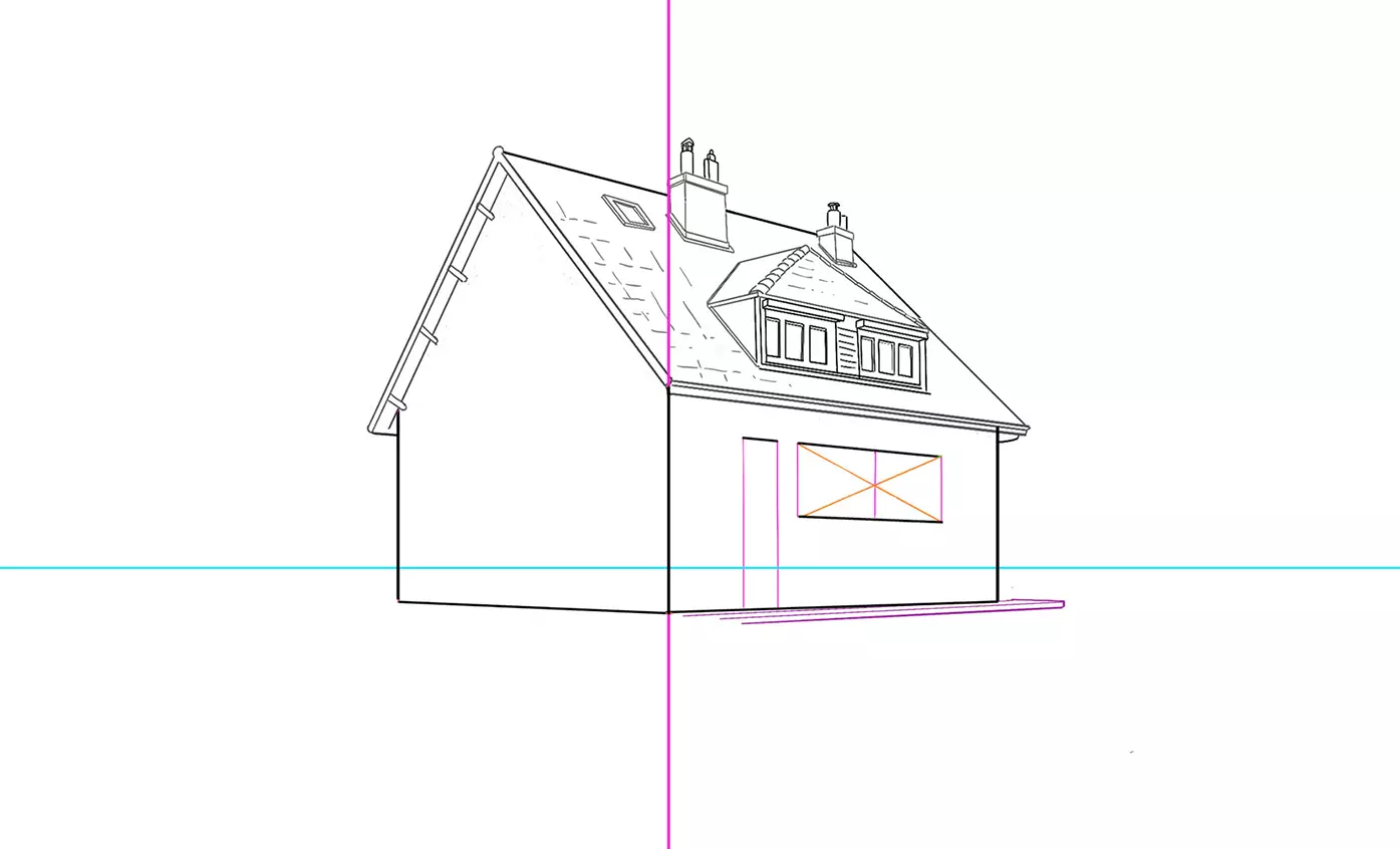 dessin des vitres d’une maison