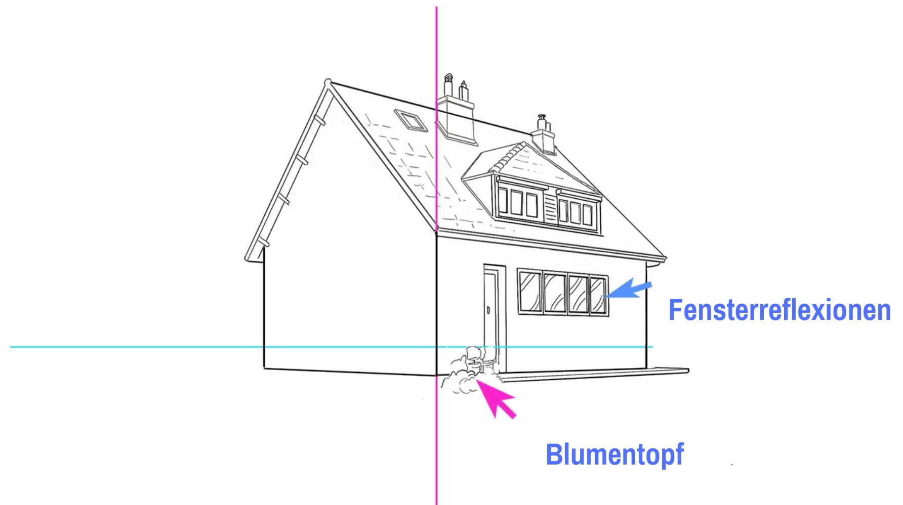 Zeichnung der Dachdetails eines Hauses