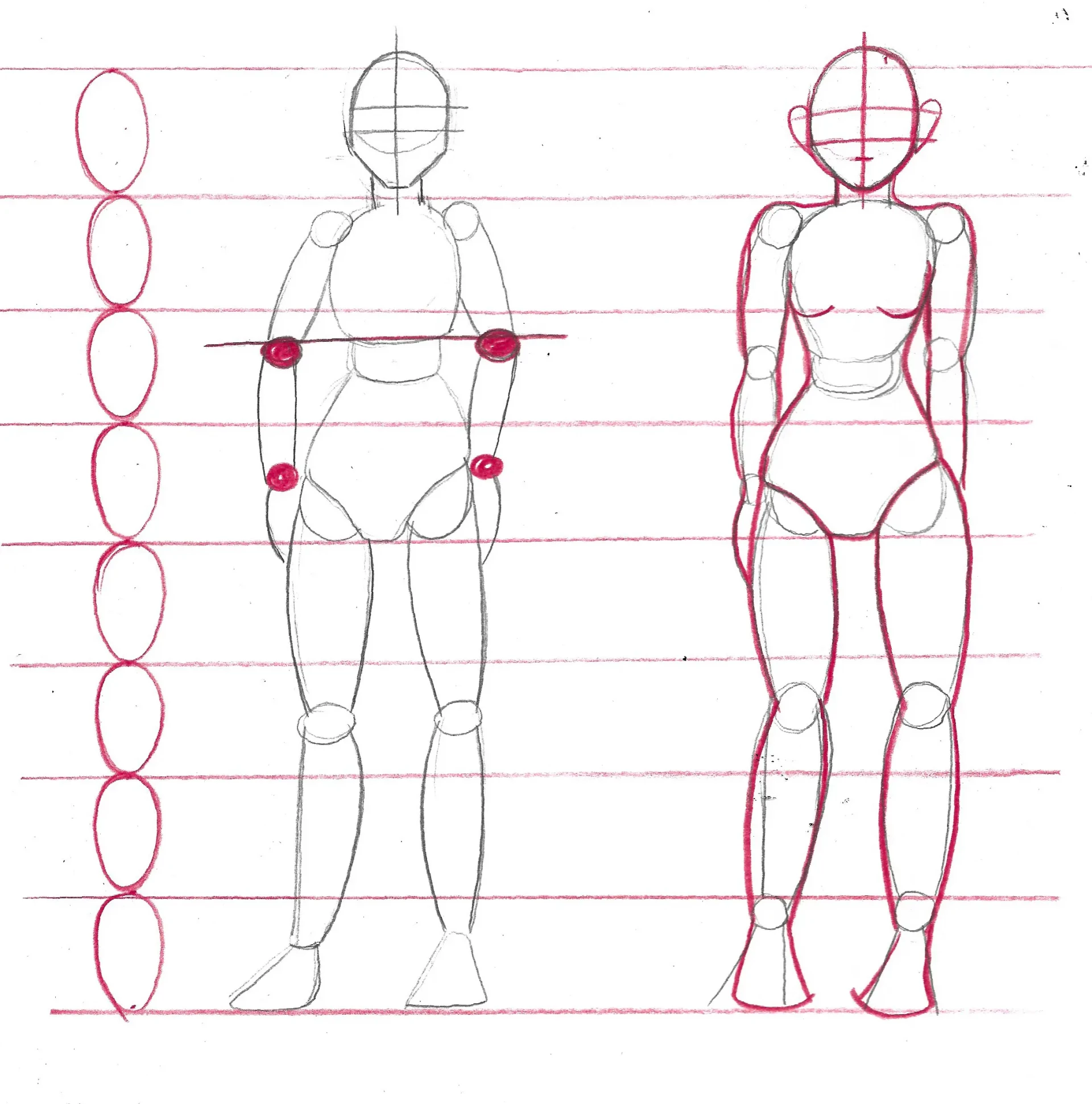 dessiner les proportions du corps d’un manga en noir et blanc