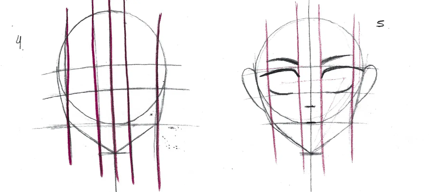 dessiner les proportions du visage d’un manga en noir et blanc