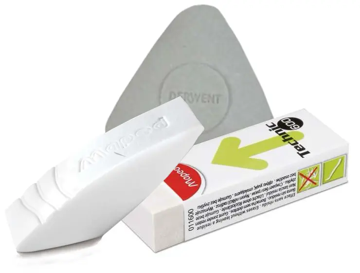 choisir sa gomme blanche pour débuter le dessin au crayon