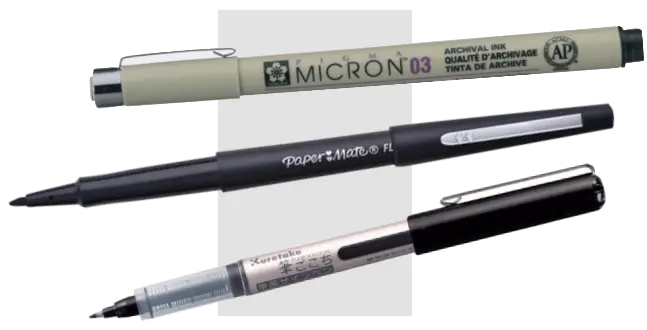 the black pen for the beginner's drawing kit