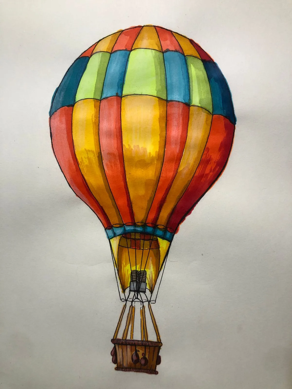 dessiner les ombres et lumières d’une montgolfière