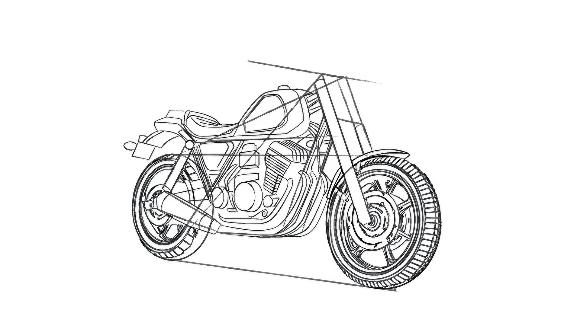 dessin du moteur d’une moto