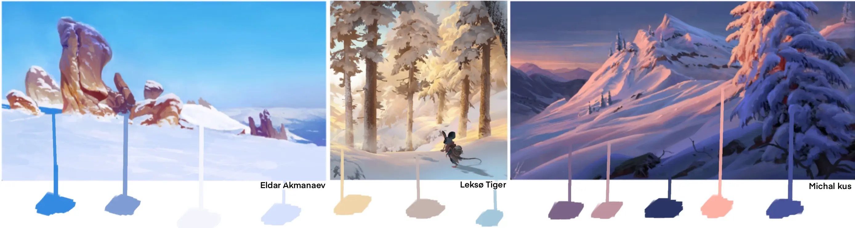 images des différentes couleurs de la neige