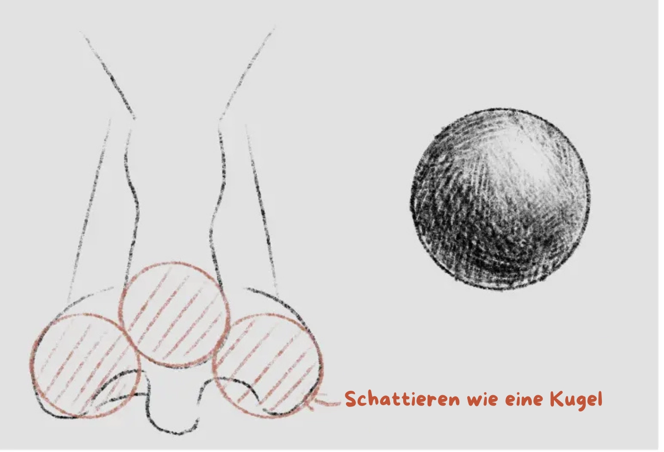 den Schatten einer Nase von vorne zeichnen