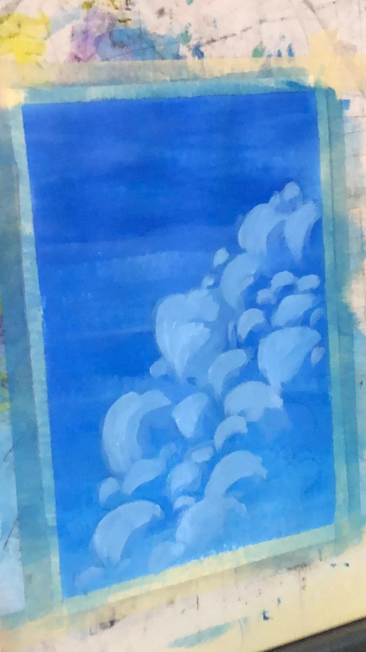 peindre la forme des nuages à l’acrylique