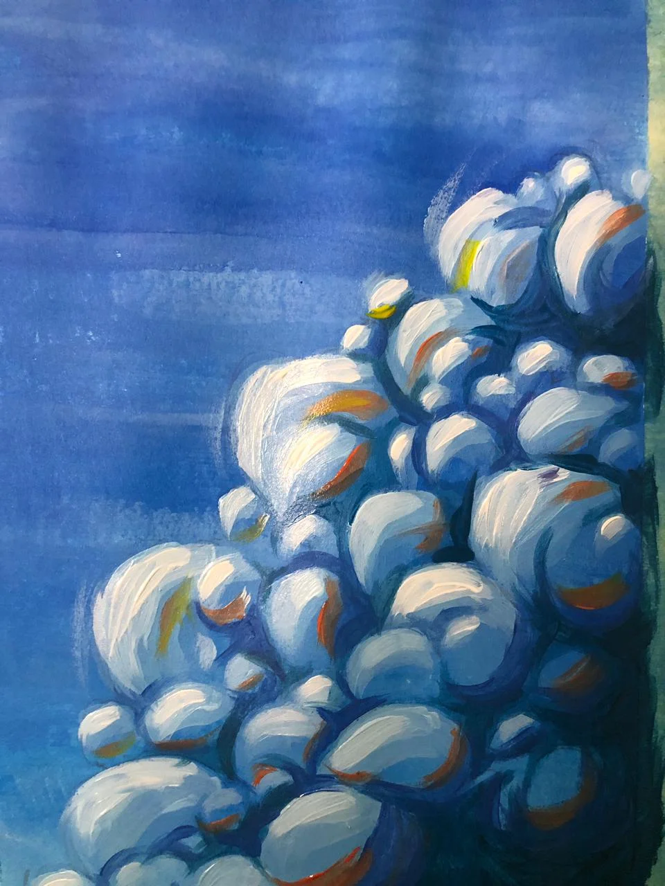 peinture de nuages à acrylique