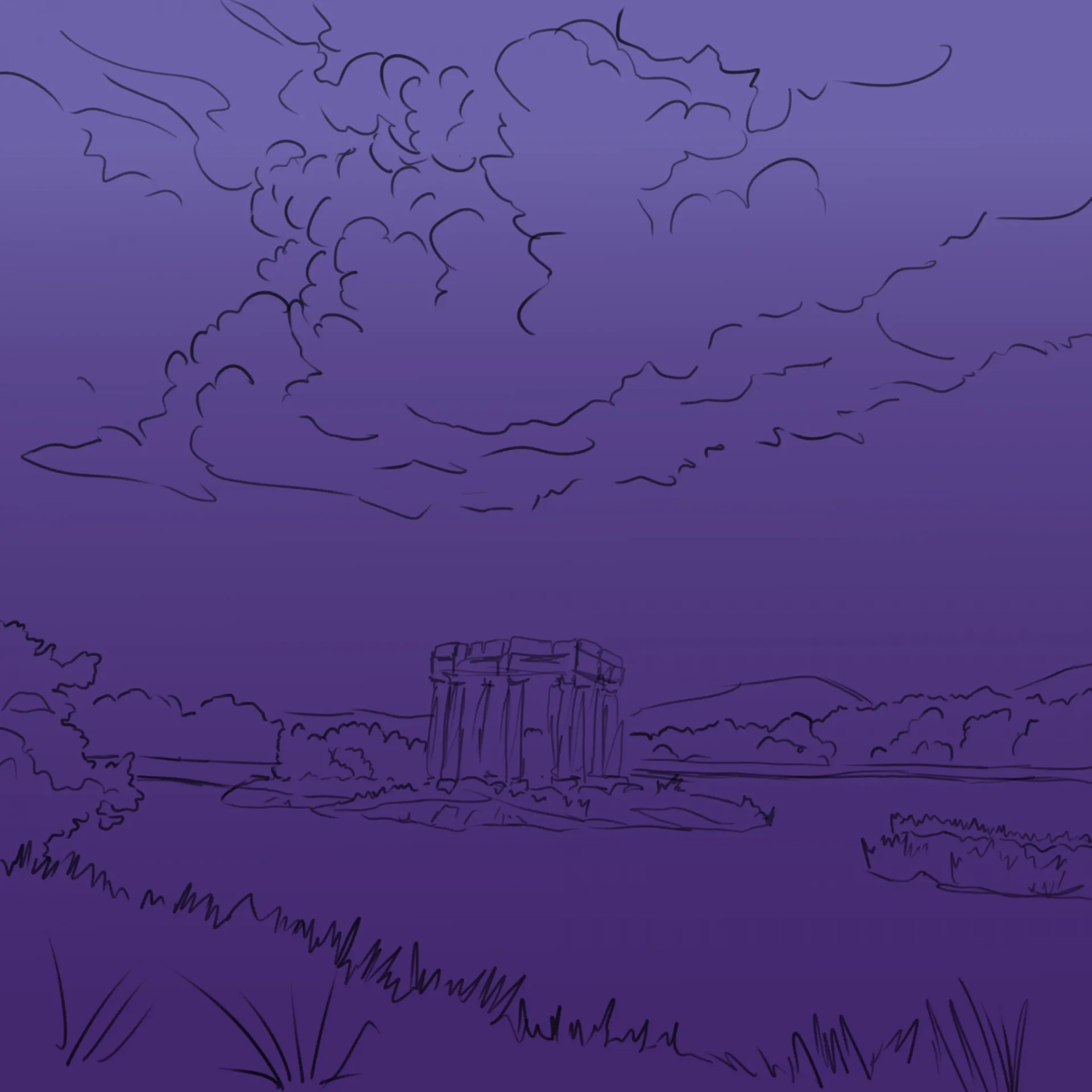 dessiner les couleurs d’un paysage orageux