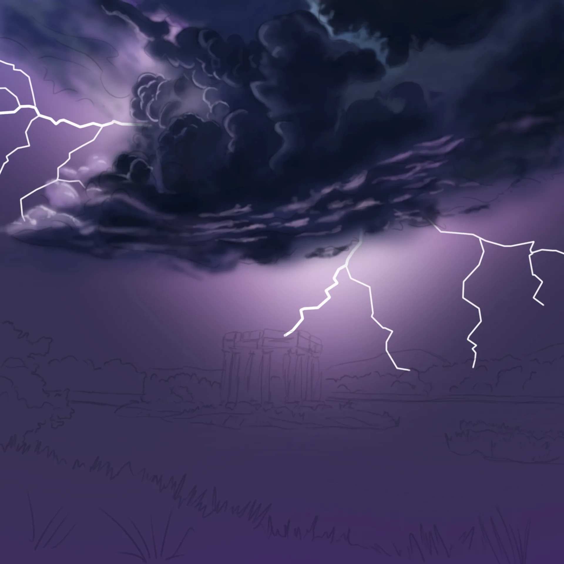 dessiner les éclairs d’un paysage orageux