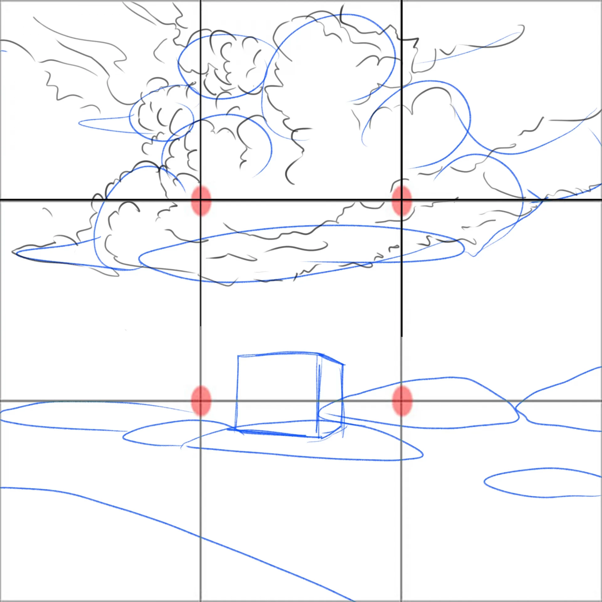 dessiner la forme des nuages d’un paysage orageux