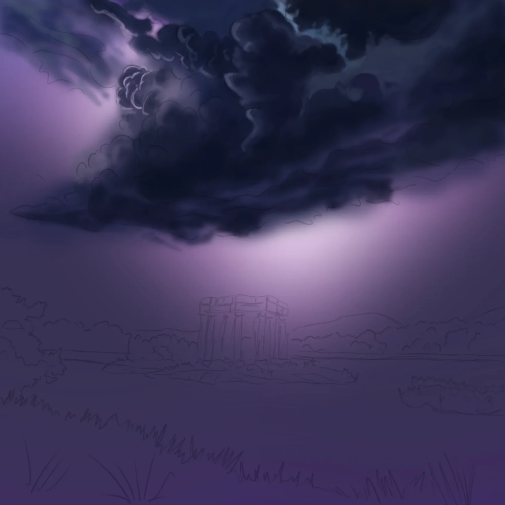 dessiner la lumière d’un paysage orageux