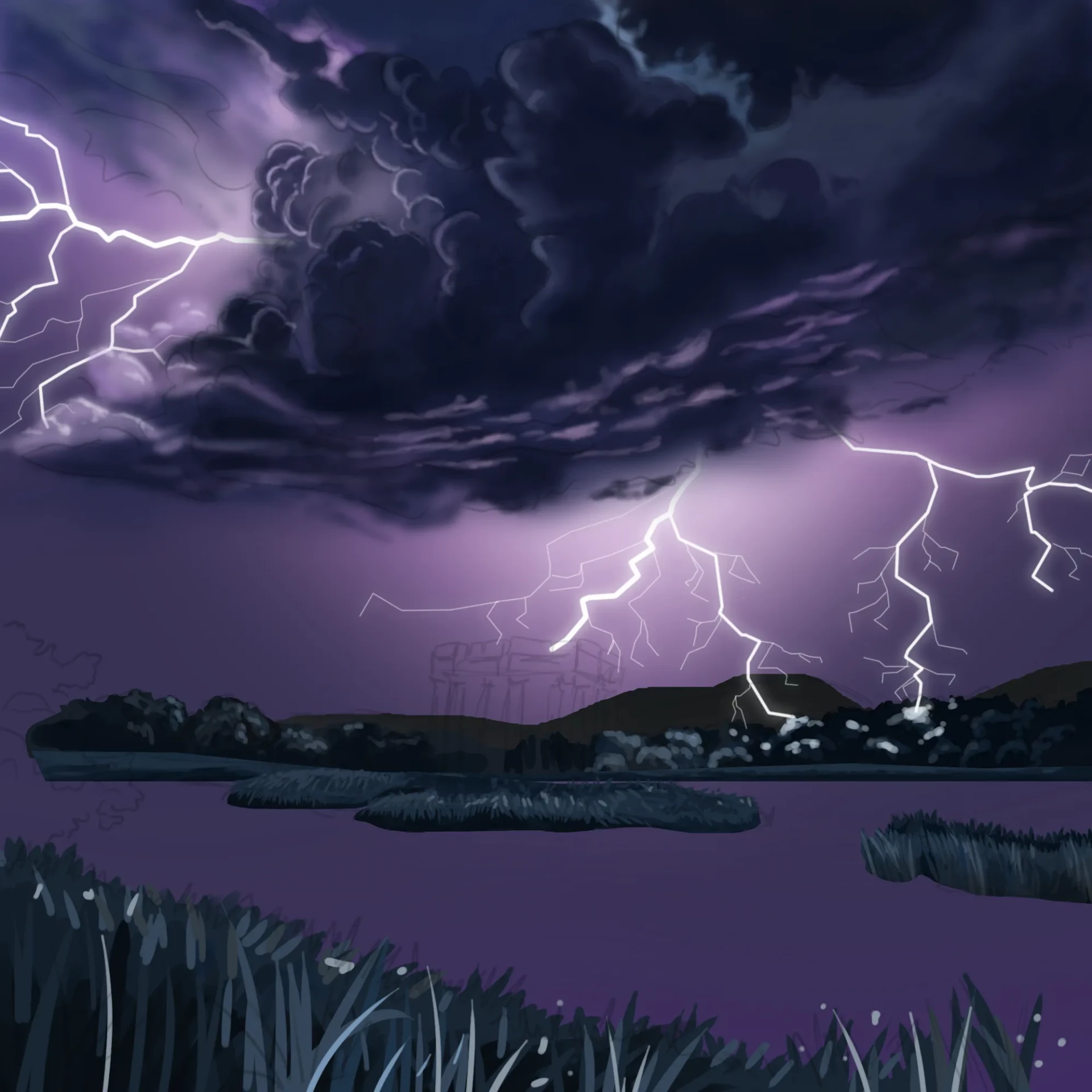 dessiner le premier plan d’un paysage orageux