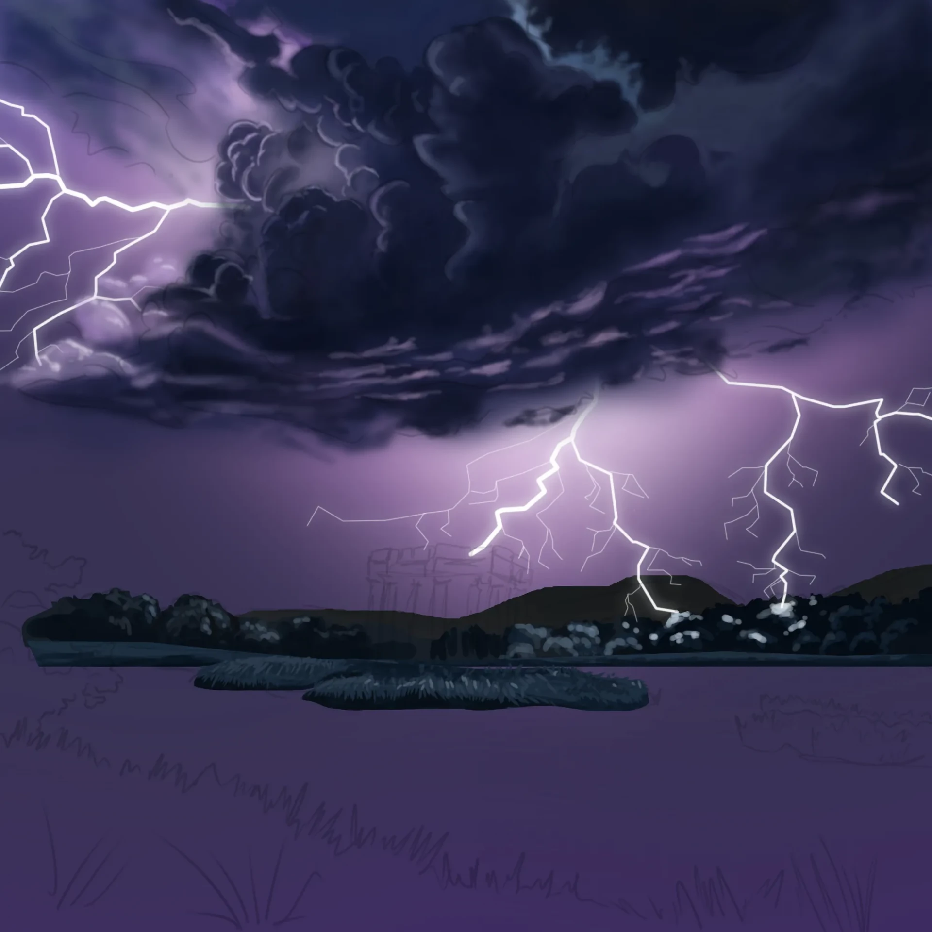 dessiner le sol d’un paysage orageux