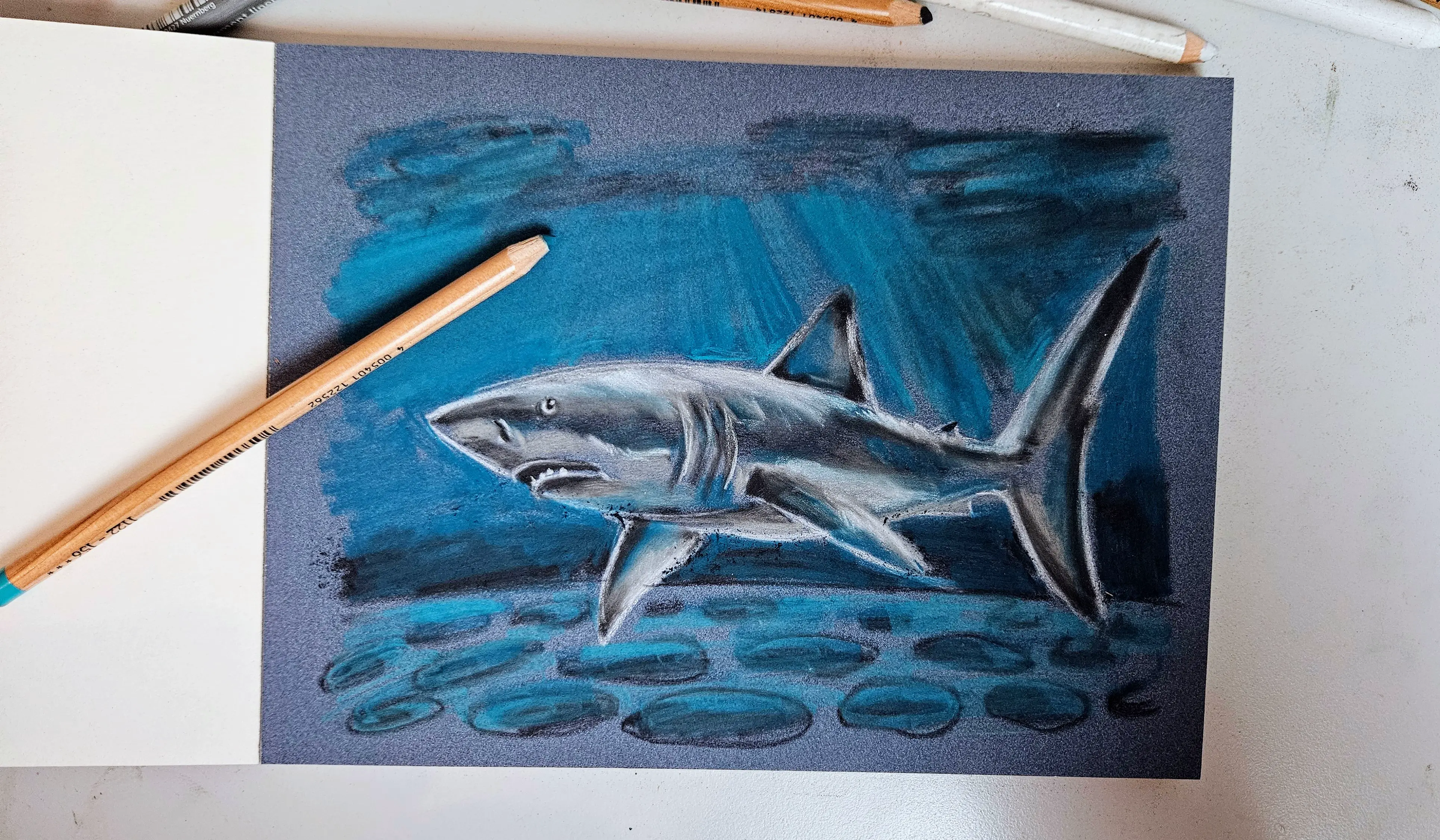 ajouter de la lumière à son dessin de requin aux pastels