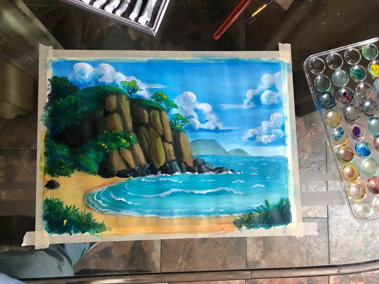 Painting a landscape in acrylic
