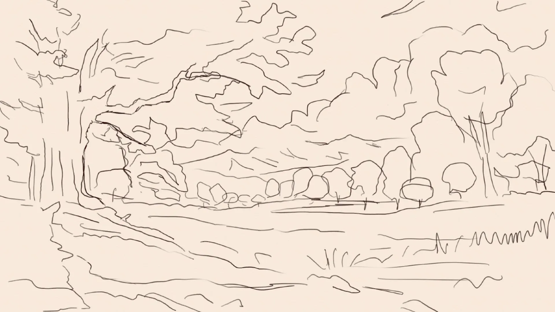 dessiner les arbres d’un paysage d’automne
