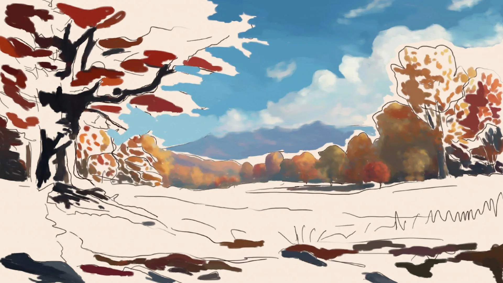 dessiner la couleur d’un paysage d’automne
