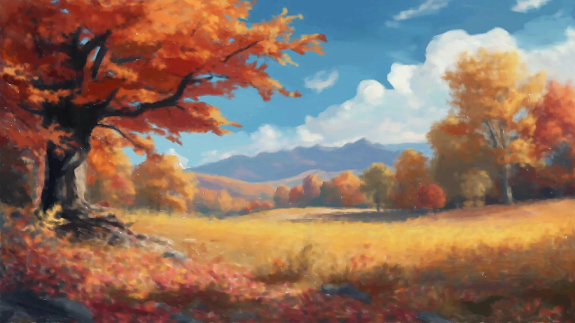 dessin d’un paysage d’automne