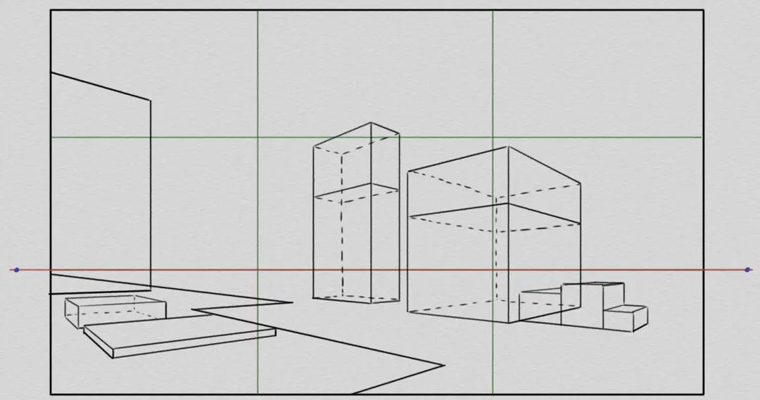 draw bushes in a landscape in perspective