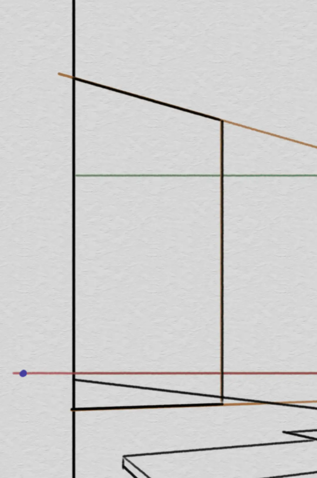 draw a cliff in a landscape in perspective