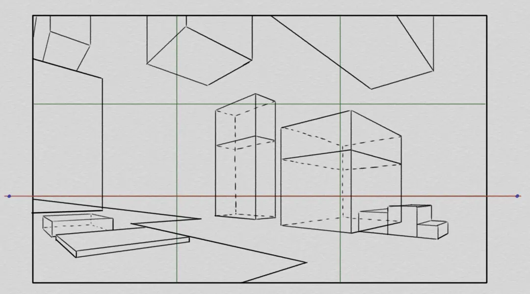 draw the clouds of a landscape in perspective