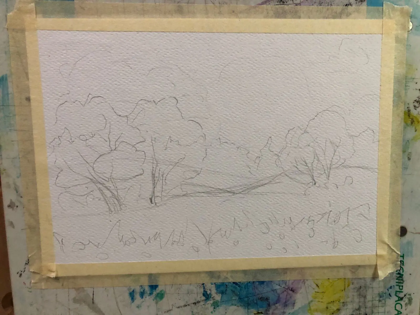 draw the sketch of a spring landscape