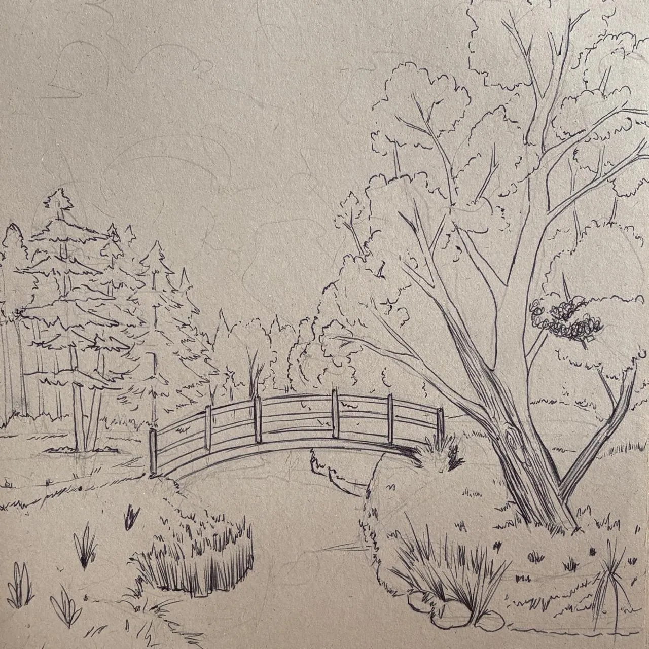 dessiner le feuillage d’un paysage au stylo