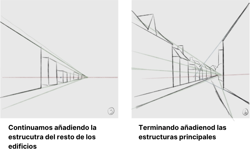 dibujar los edificios de un paisaje urbano