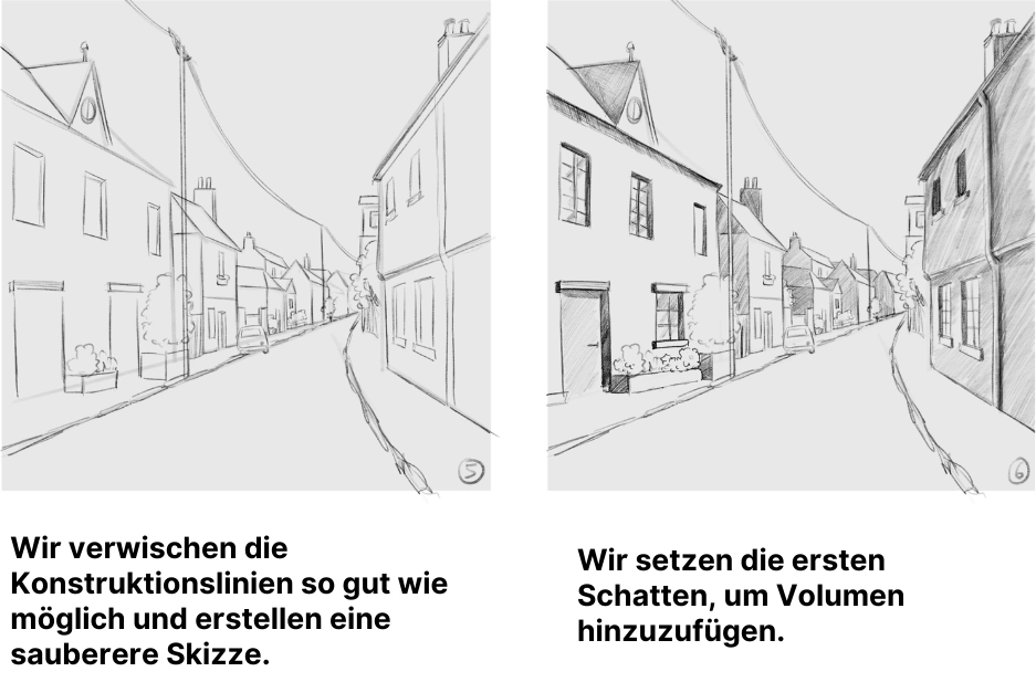 die Schatten einer städtischen Landschaft zeichnen